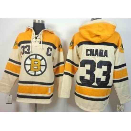 Boston Bruins #33 Zdeno Chara Cream Stitched NHL Sawyer Hooded Sweatshirt Jersey